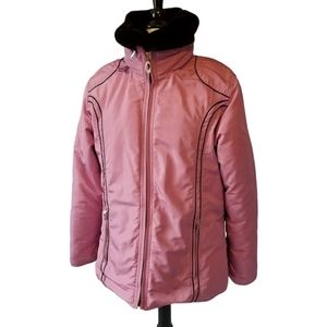 Vintage Obermeyer Down Puffer Ski Jacket Coat in Dusty Mauve Fur Collar Size 10